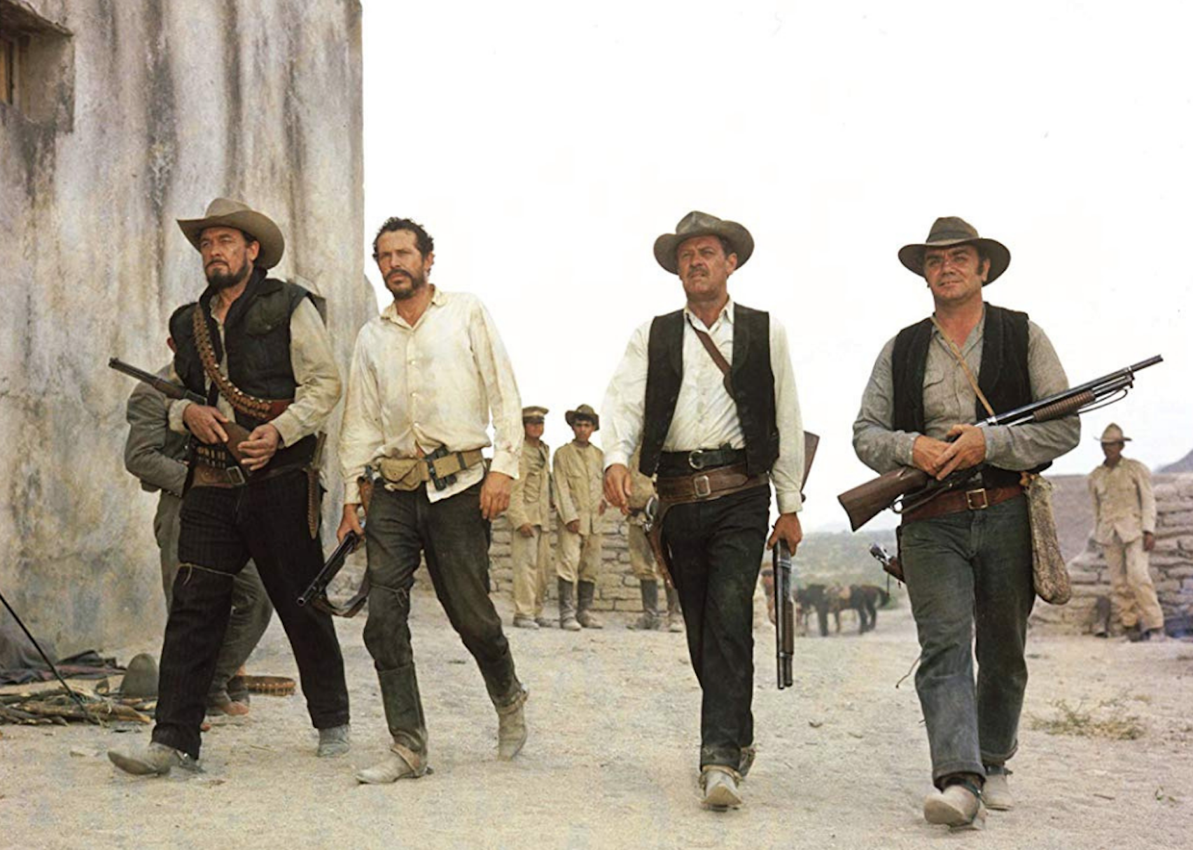 Actori intr-o scena din The Wild Bunch'